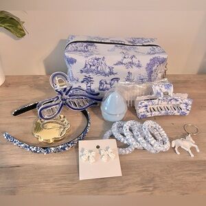 NWOT Cosmetic Bag Filled with New Accessories - Vintage Porcelain Horse Figure